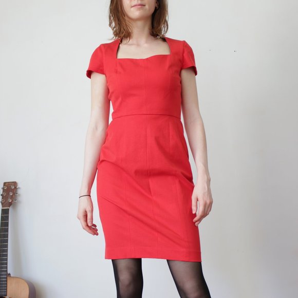 BR red stretch sheath dress - Picture 3 of 8